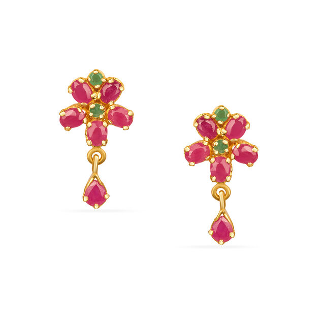 Tanishq 22KT Gold Drop Earring for Women 