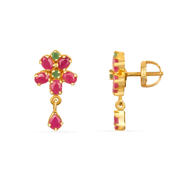 Tanishq 22KT Gold Drop Earring for Women 2
