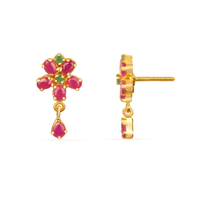 Tanishq 22KT Gold Drop Earring for Women 4