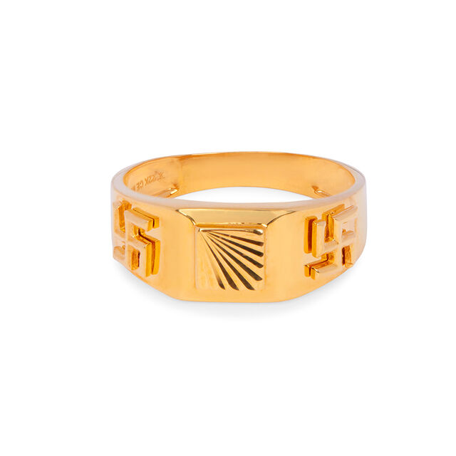 Geometric Gold Swastik Ring for Men,,hi-res 