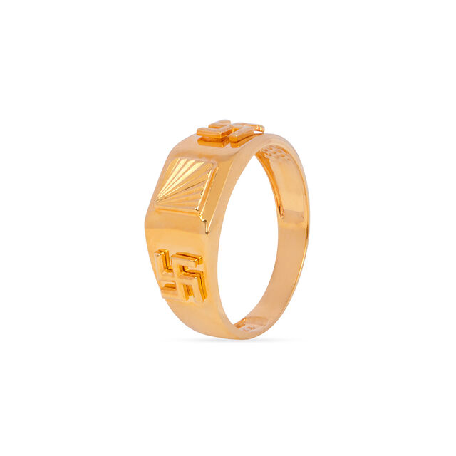 Geometric Gold Swastik Ring for Men,,hi-res 2