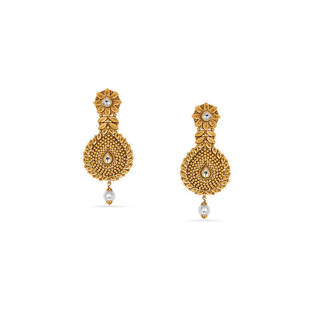 Queenly Rawa Work Leaf Motif Gold Necklace Set 7