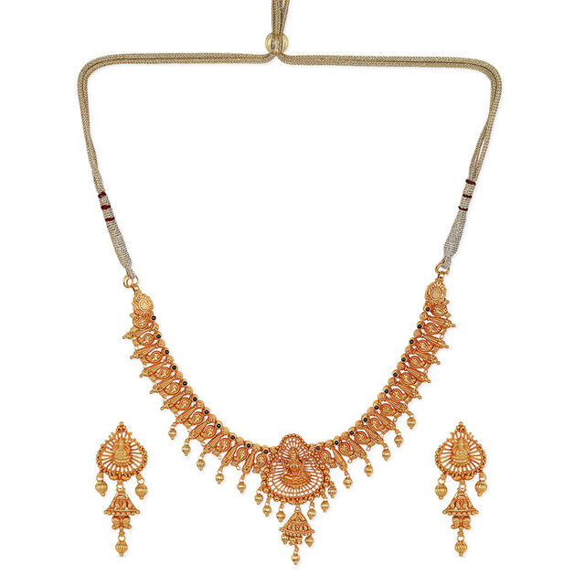 Tanishq 22KT Synthetic Stone Neckwear with Earrings for Women 
