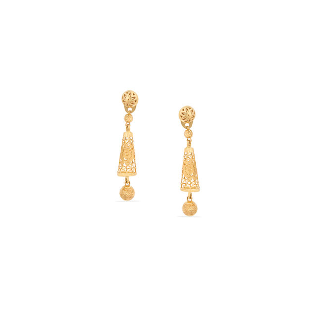 Sleek Floral Gold Drop Earrings 
