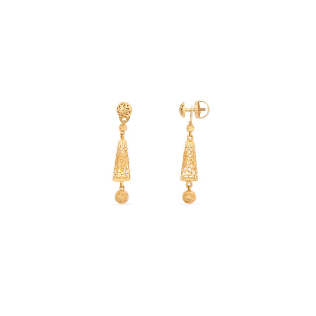 Sleek Floral Gold Drop Earrings 3