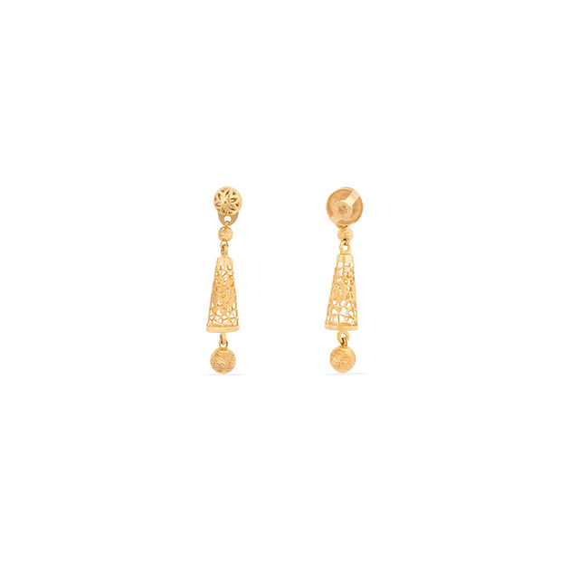 Sleek Floral Gold Drop Earrings 4