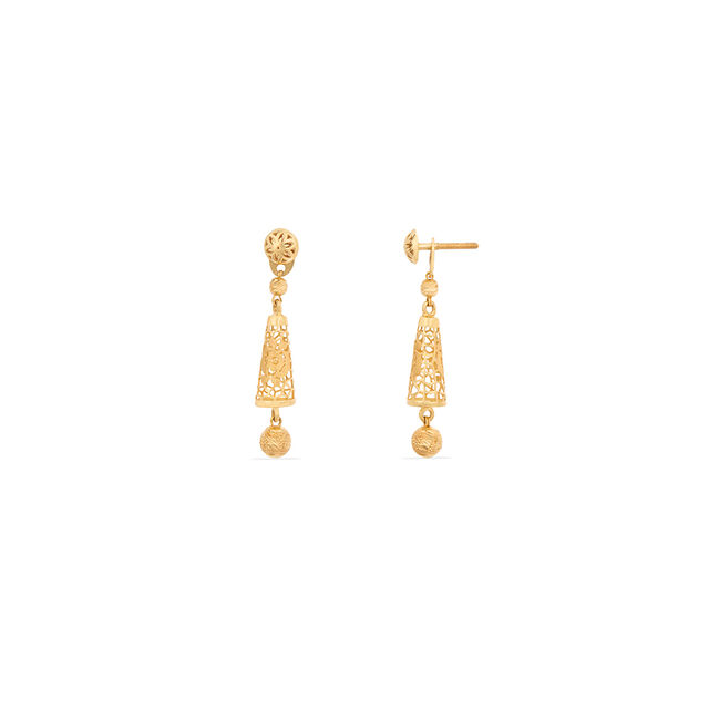 Sleek Floral Gold Drop Earrings 5
