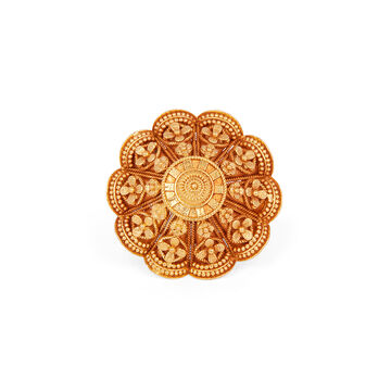 Magnificent 22 Karat Yellow Gold  Floral Beaded Ring