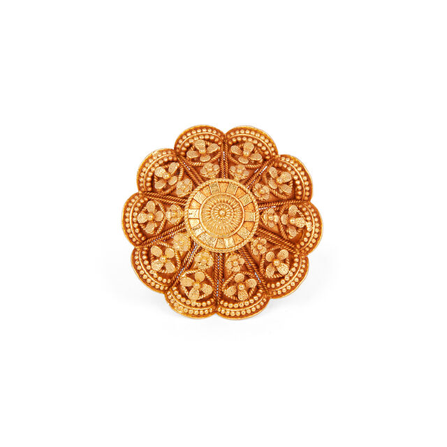 Magnificent 22 Karat Yellow Gold  Floral Beaded Ring,,hi-res 