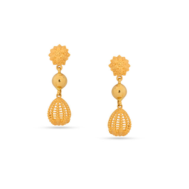 Elegant Floral Motif Gold Necklace Set,,hi-res 2