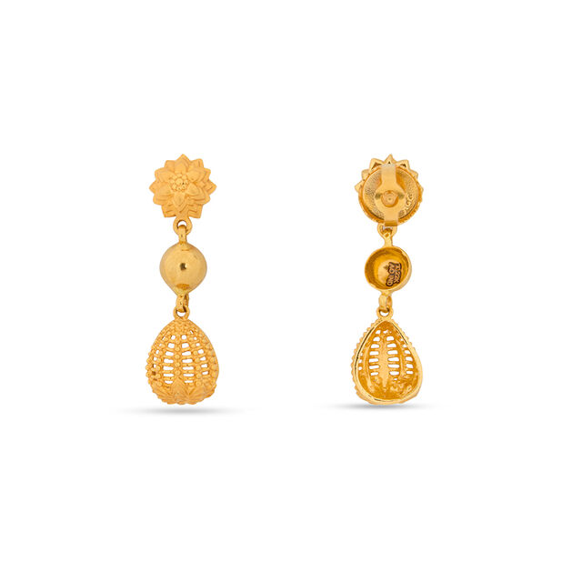 Elegant Floral Motif Gold Necklace Set,,hi-res 3