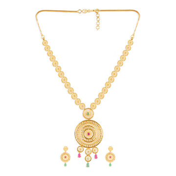 Tanishq 22 KT Open Polki Neckwear and Earring Set For Women