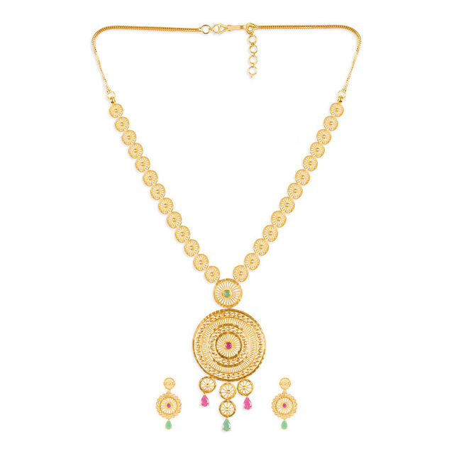 Tanishq 22 KT Open Polki Neckwear and Earring Set For Women 
