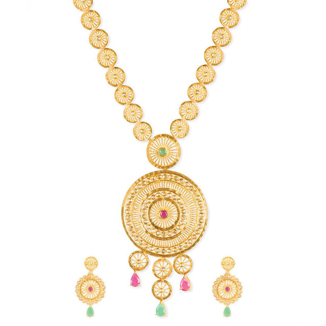 Tanishq 22 KT Open Polki Neckwear and Earring Set For Women 2