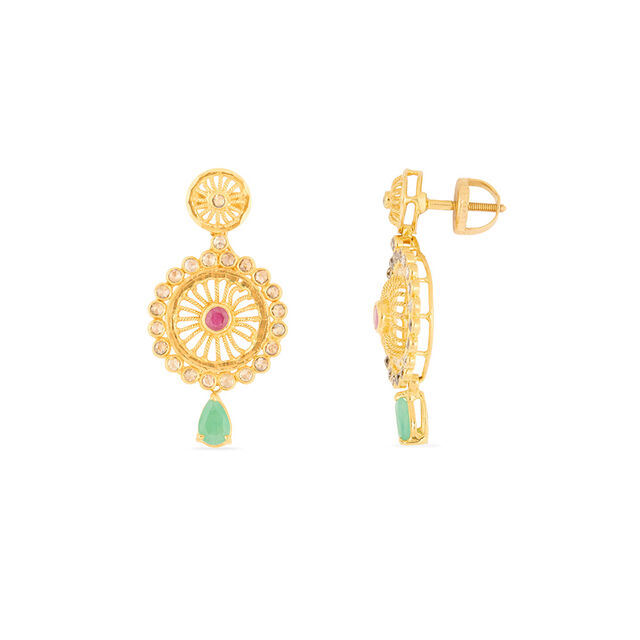 Tanishq 22 KT Open Polki Neckwear and Earring Set For Women 5