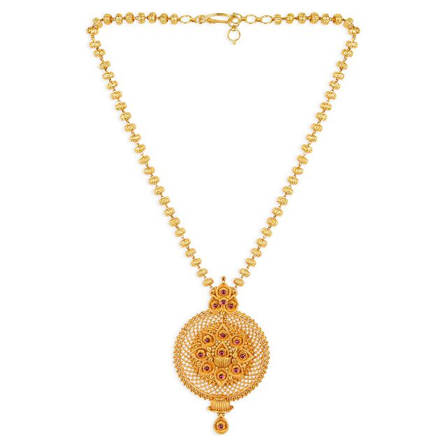 Tanishq 22KT Synthetic Stone Chain with Pendant for Women 