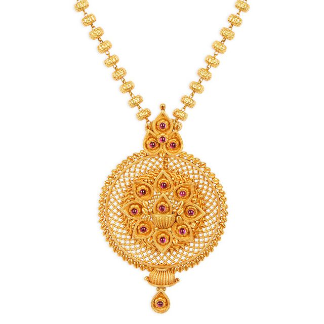 Tanishq 22KT Synthetic Stone Chain with Pendant for Women 2