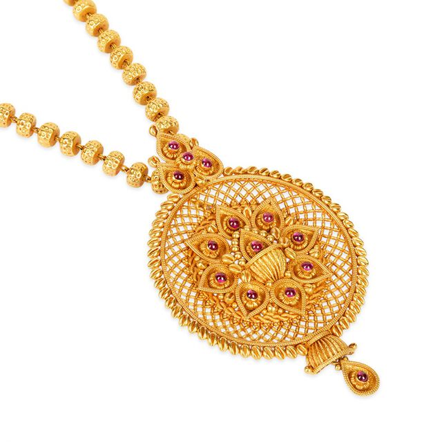 Tanishq 22KT Synthetic Stone Chain with Pendant for Women 4