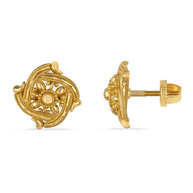 Tanishq 22KT Gold Stud Earring for Women 2