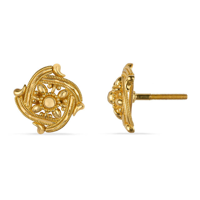 Tanishq 22KT Gold Stud Earring for Women 3