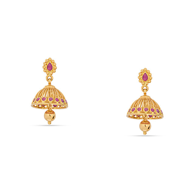 Exuberant Gold Jhumka Earrings 