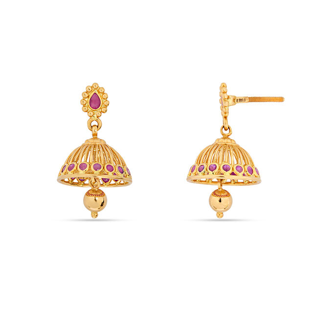 Exuberant Gold Jhumka Earrings 2