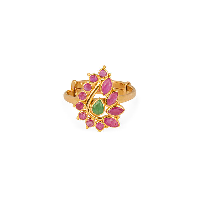 Dainty Gem Studded Gold Ring 