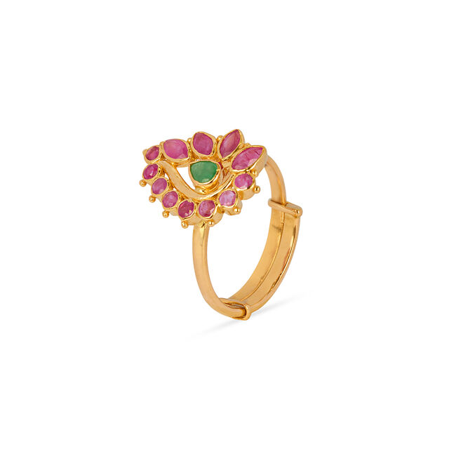 Dainty Gem Studded Gold Ring 3