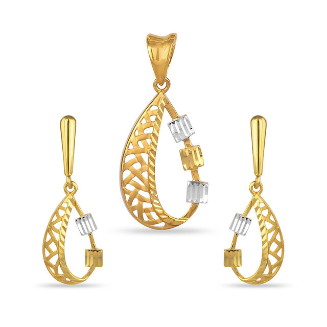 Tanishq 22 KT Gold Pendant and Earrings Set for Women 