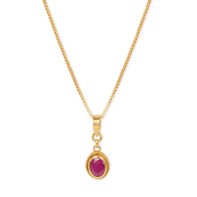 Tanishq 22KT  Gold Pendant with Chain and Earrings Set  for Women 2