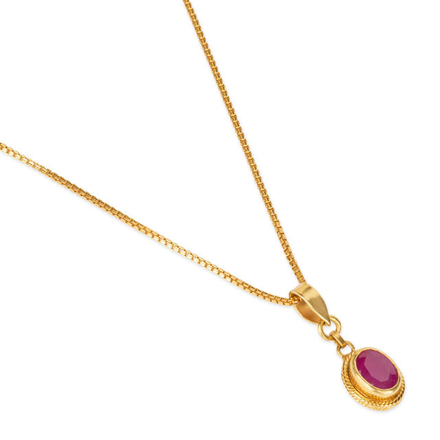 Tanishq 22KT  Gold Pendant with Chain and Earrings Set  for Women 3