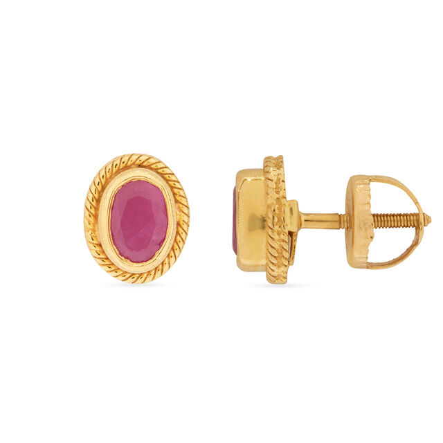Tanishq 22KT  Gold Pendant with Chain and Earrings Set  for Women 5
