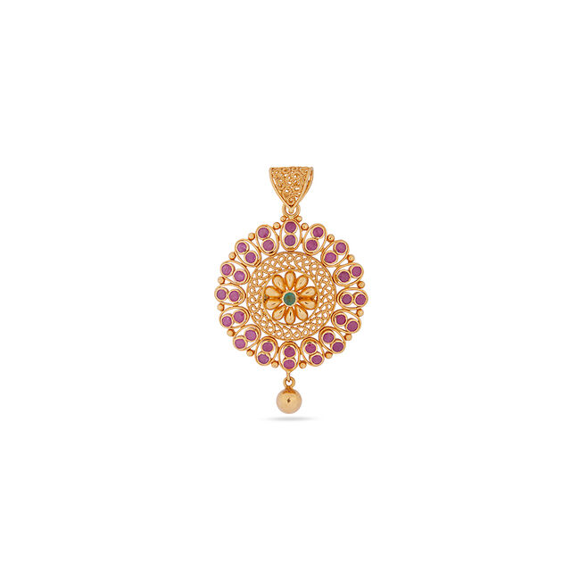 Tanishq 22KT  Pendant and Earrings Set for Women 2