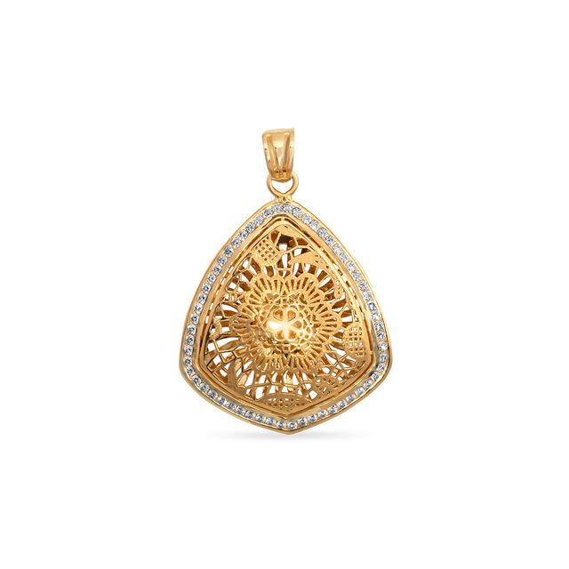 Tanishq 22KT Gold Pendant and Earrings Set for Women 3