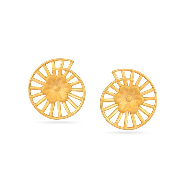 Sunwheel Gold Stud Earrings