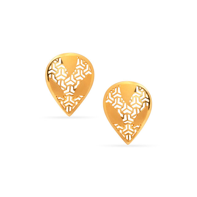 Tanishq 22KT Gold Pendant and Earrings Set for Women 2