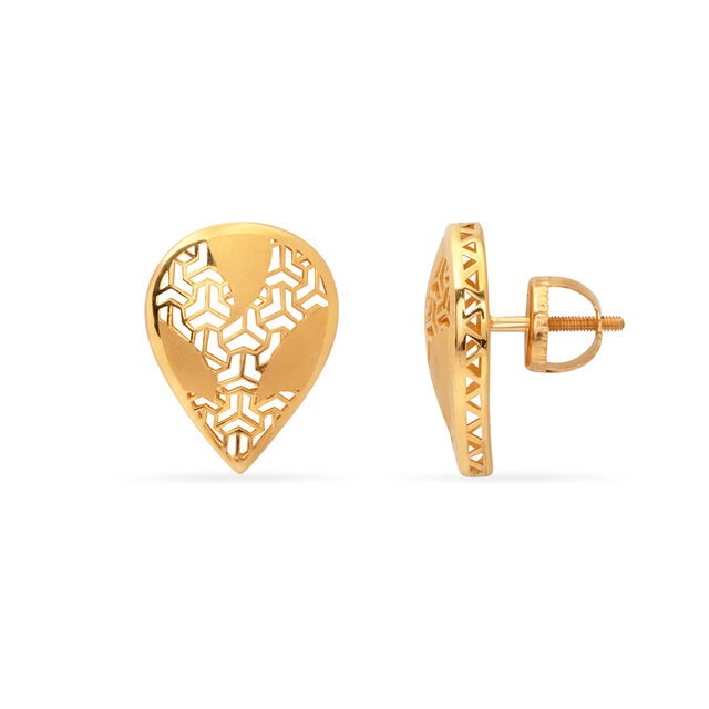 Tanishq 22KT Gold Pendant and Earrings Set for Women 3