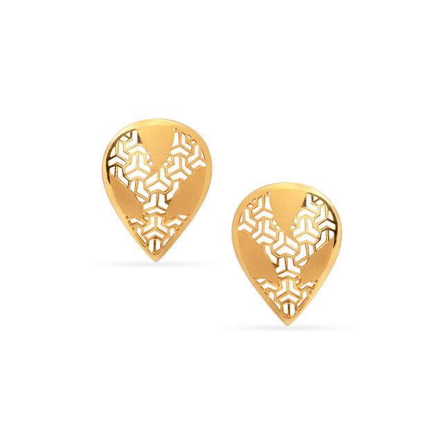 Tanishq 22KT Gold Pendant and Earrings Set for Women 6