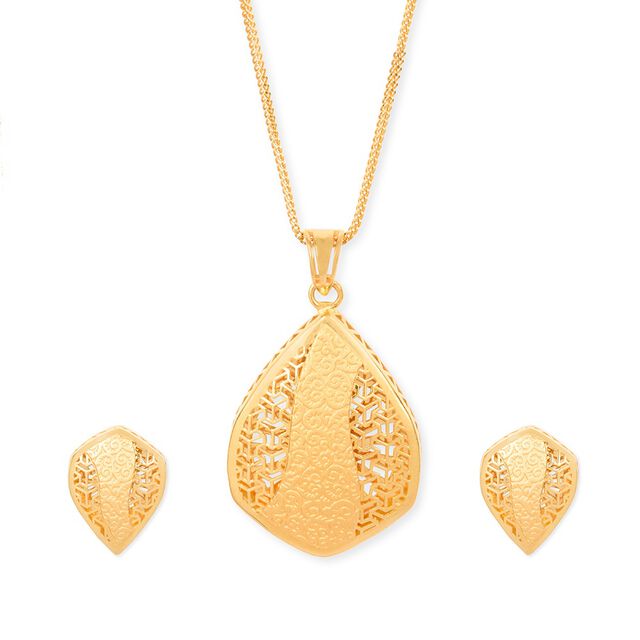 Tanishq 22KT Gold Pendant With Earring for Women 