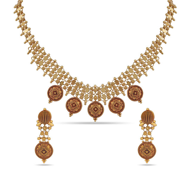 Tanishq 22KT Gold Necklace Set for Women 