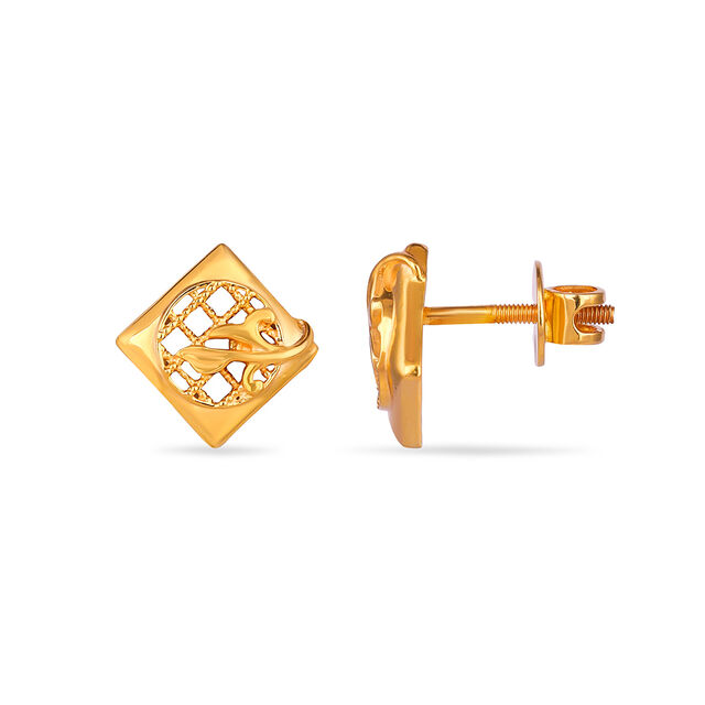 Tanishq 22KT Gold Pendant and Earrings Set for Women 2