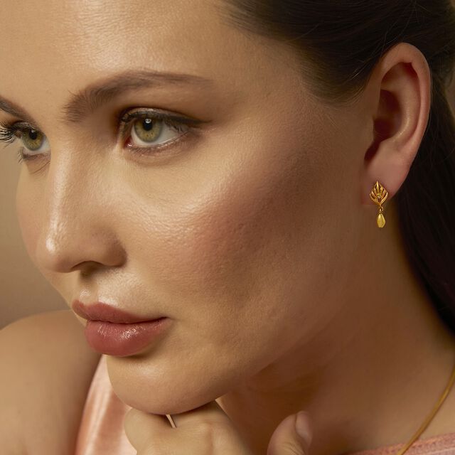 Tanishq 22KT Gold Drop Earrings for Women 2