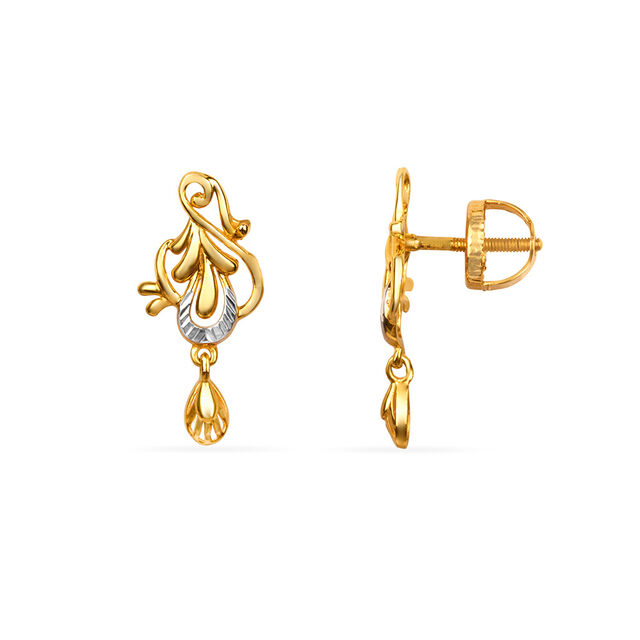Tanishq 22KT Gold Drop Earring for Women 2