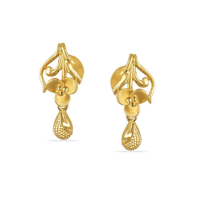 Tanishq 22KT Gold Drop Earrings for Women 