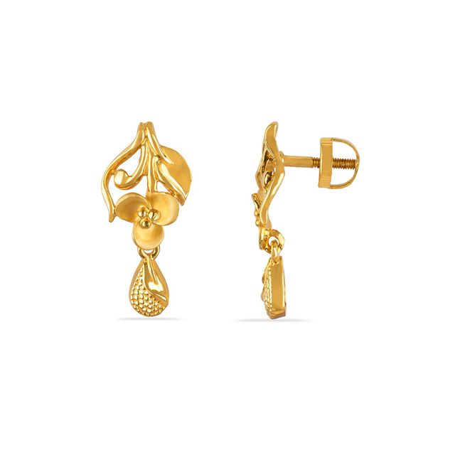Tanishq 22KT Gold Drop Earrings for Women 2