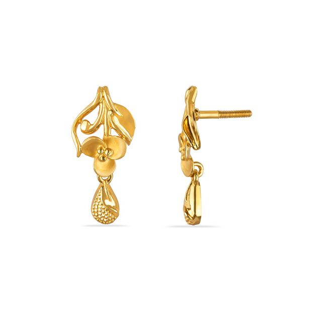 Tanishq 22KT Gold Drop Earrings for Women 4