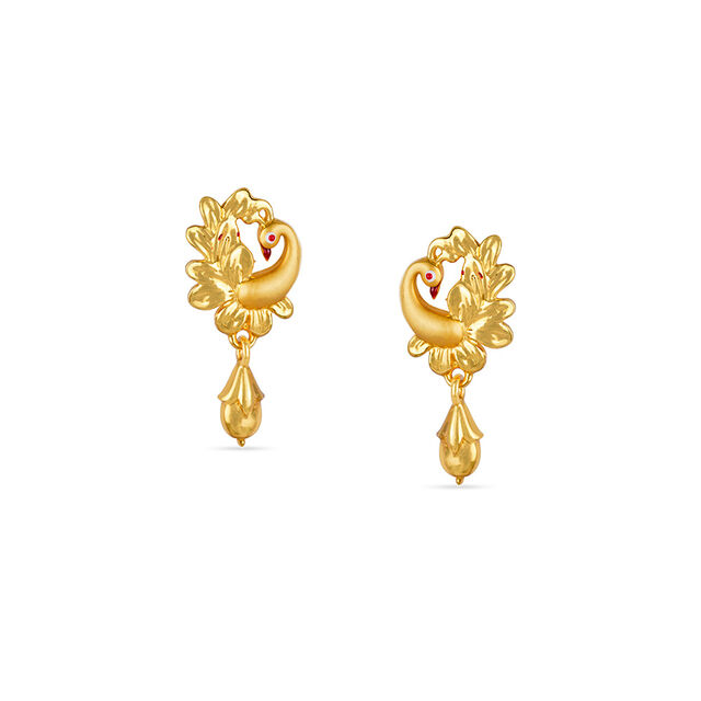 Tanishq 22KT Gold Drop Earrings for Women 