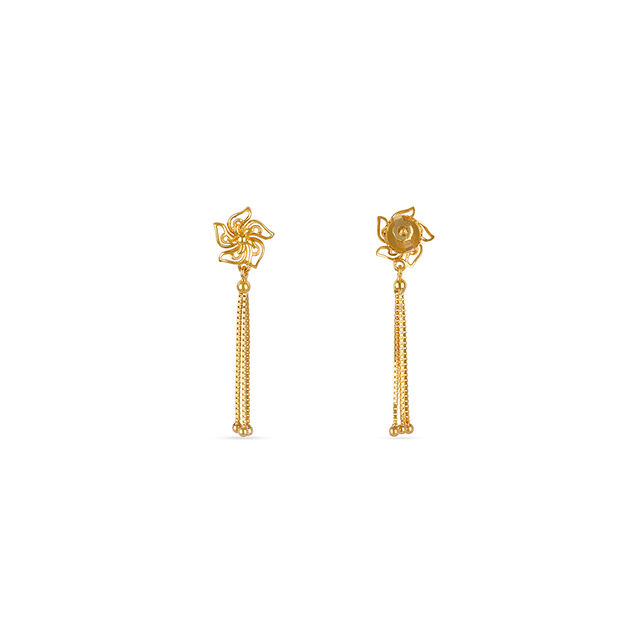 Tanishq 22KT Gold Drop Earrings for Women 4