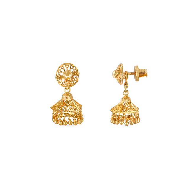 Tanishq 22KT Gold Jhumka for Women 2