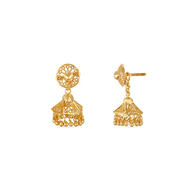 Tanishq 22KT Gold Jhumka for Women 4